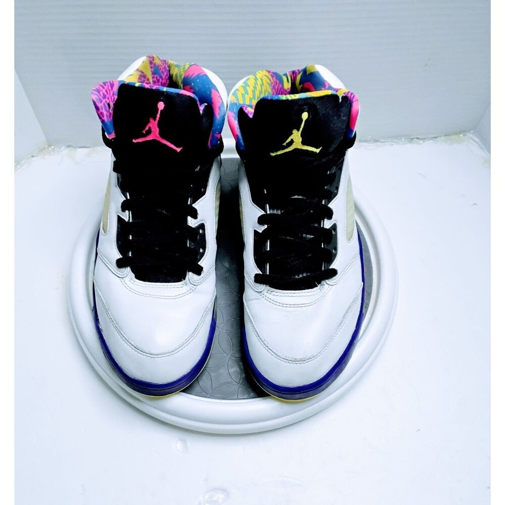 Air Jordan 5 Retro White Multi-Color Sneakers Size 8 Mens Athletic Shoes